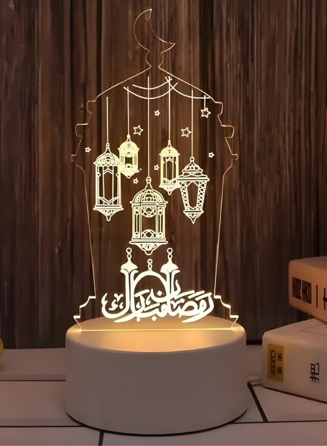 3D Ramadan Eid LED Night Lamp With 7 Islamic Designs USB Warm Light - Image 4